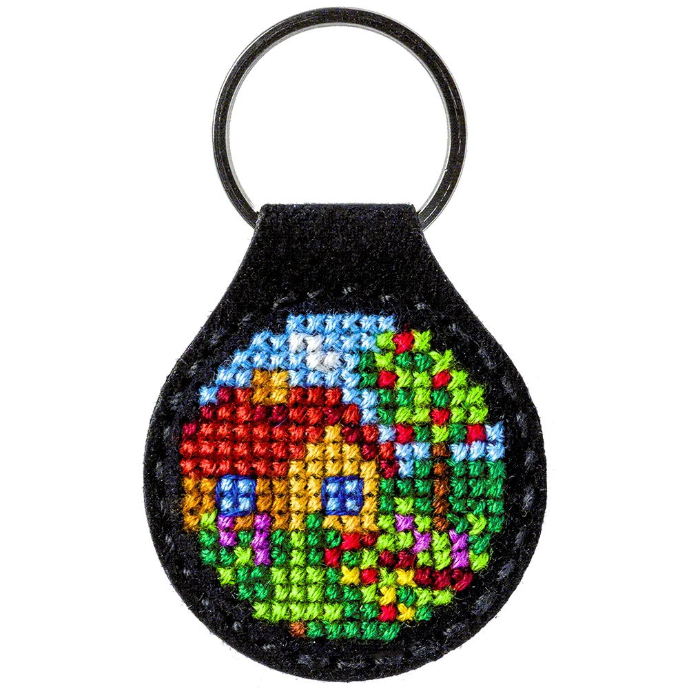 Seasonal House Key Chain Cross-stitch kit on artificial leather FLHL-012