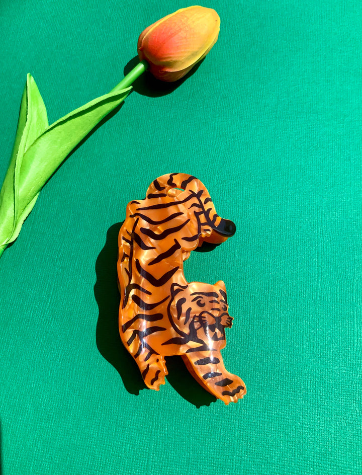 Tiger Acetate Hair Claw 