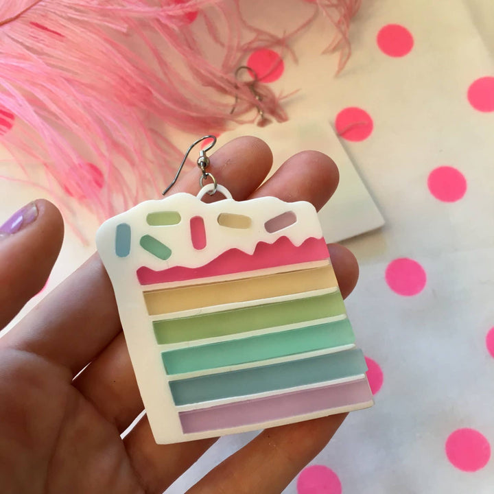 Pastel Rainbow Layered Cake Slice Earrings