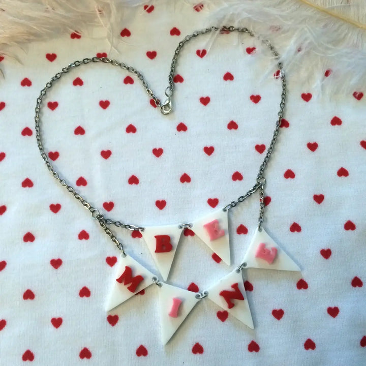 BE MINE Acrylic Laser Cut Bunting Necklace