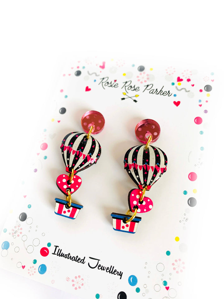 Heart Air Balloon Earrings by Rosie Rose Parker