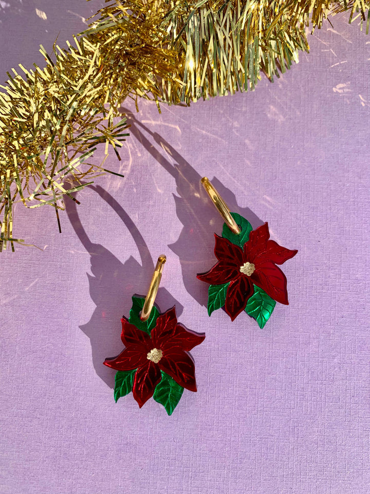 Poinsettia Acrylic Earrings