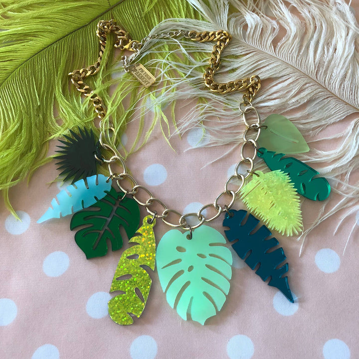 Tropical Leaves Statement Necklace