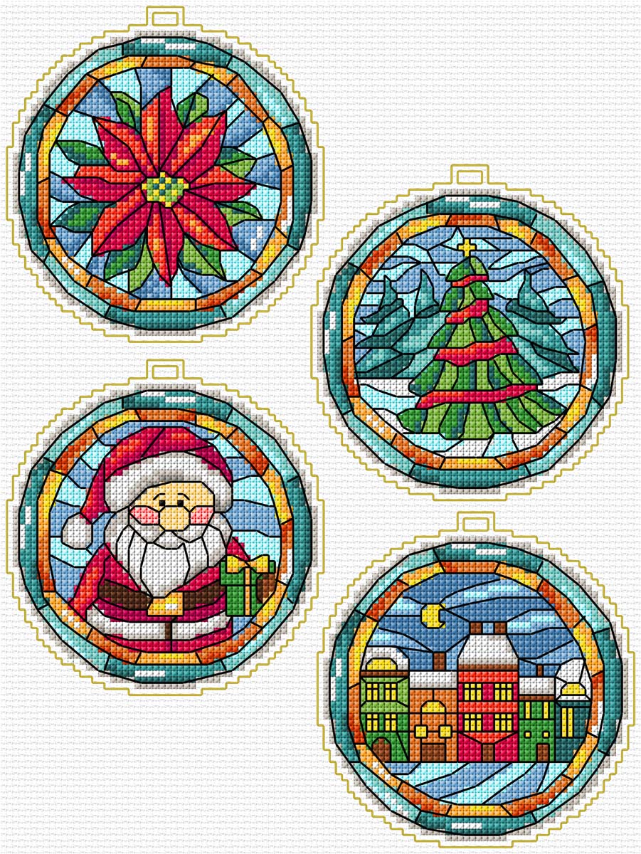 Ornaments Christmas Time Plastic Canvas Counted Cross Stitch Kit by Orchidea 8718