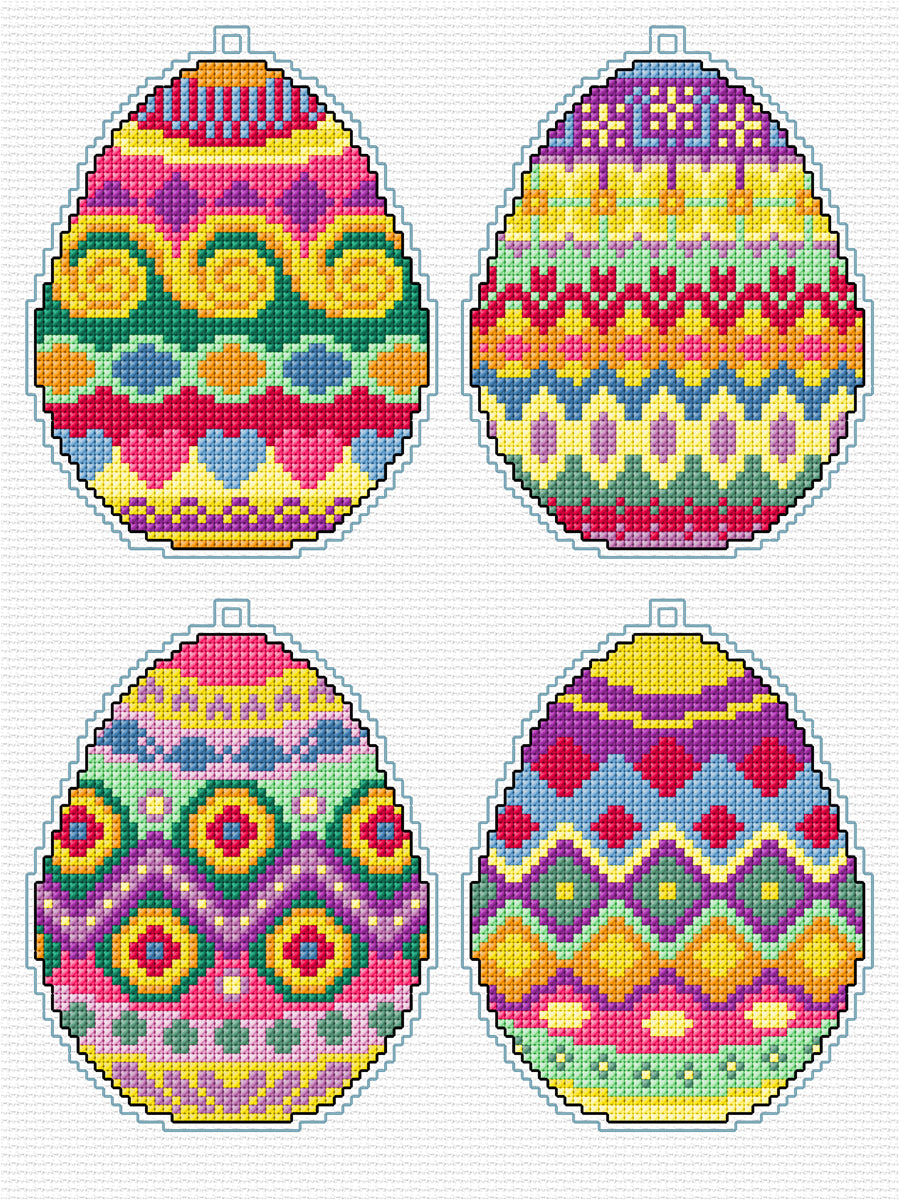 Ornaments Easter Eggs Plastic Canvas Counted Cross Stitch Kit by Orchidea 8719