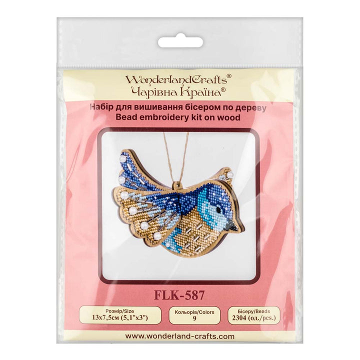Wooden Bead Embroidery Kit ‚Äì ‚ÄúBlue Bird‚Äù FLK-587