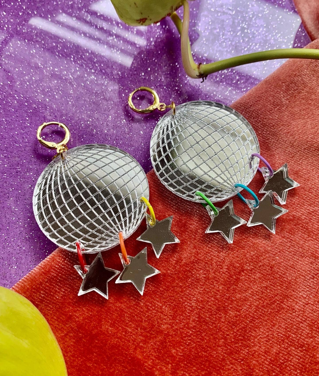 Disco Balls Acrylic Statement Earrings