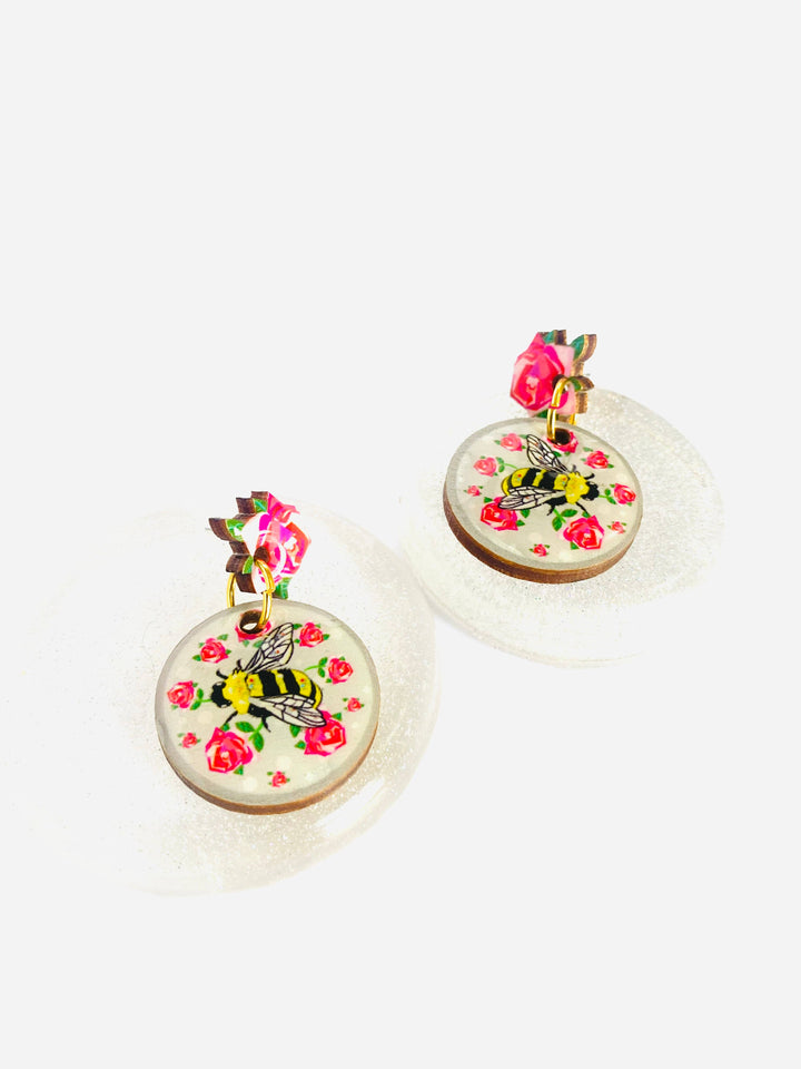 Pretty Bee & Roses Earrings by Rose Rose Parker