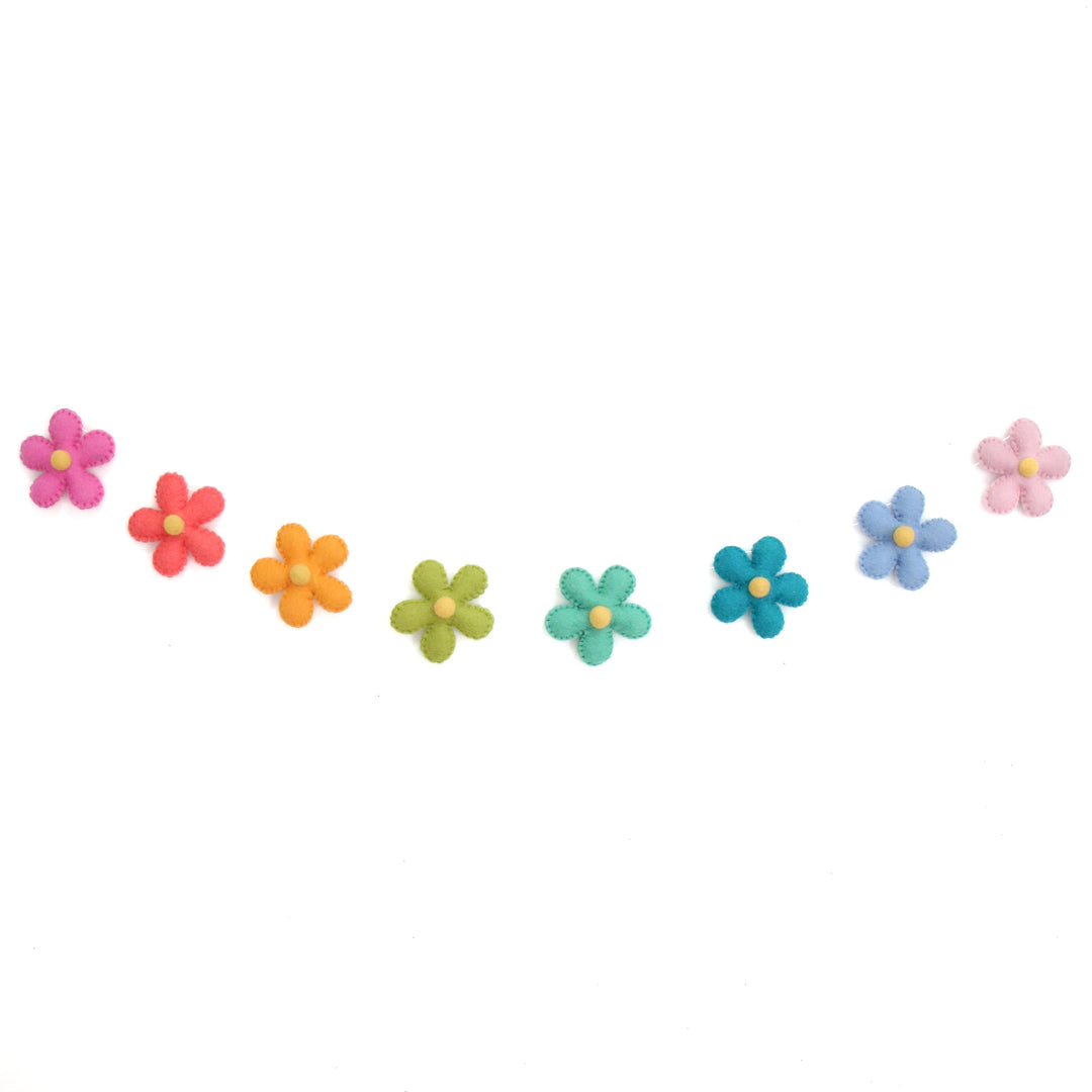 Rainbow daisies felt garland