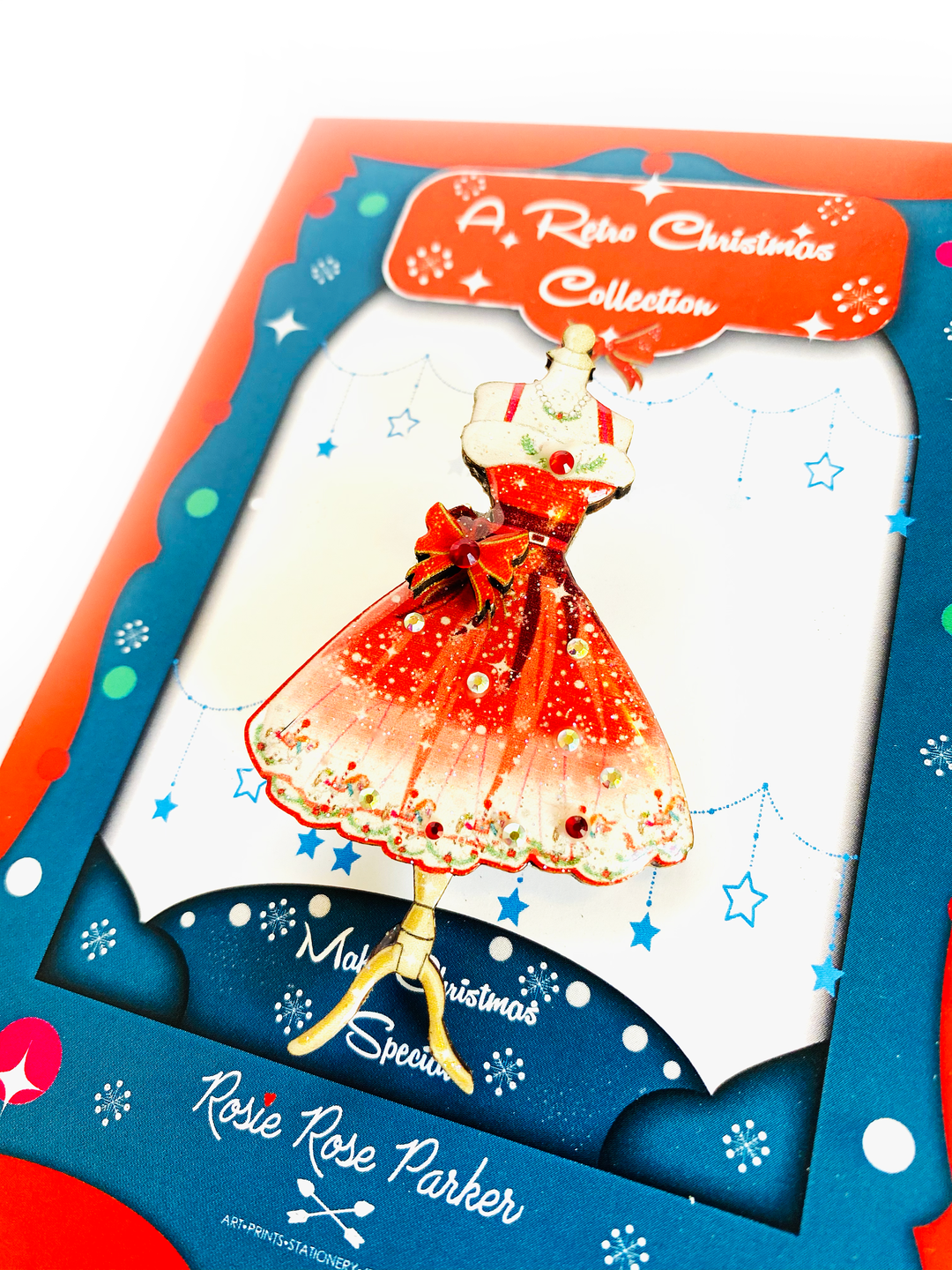 50s Christmas Dress Brooch by Rosie Rose Parker