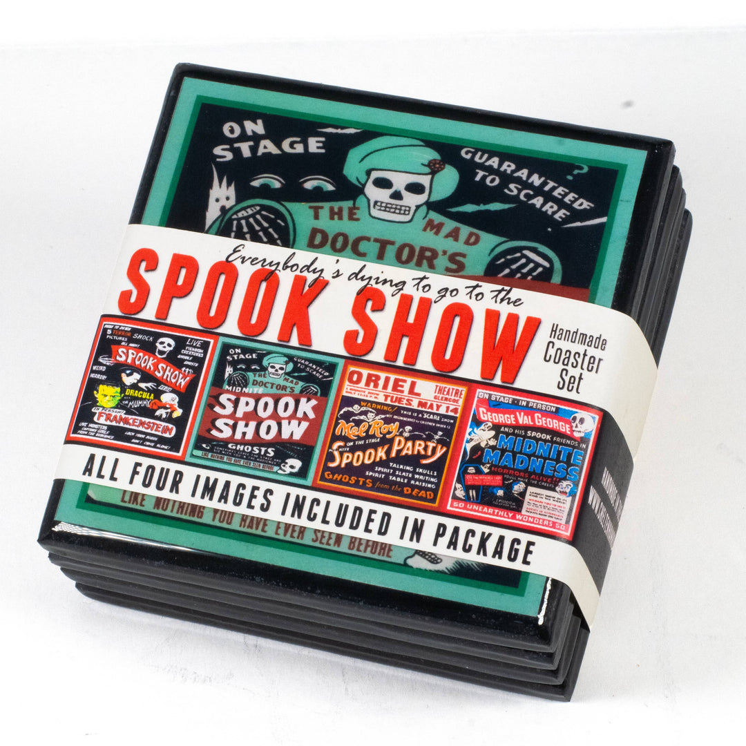 Vintage Halloween Spook Party Poster Coaster Set