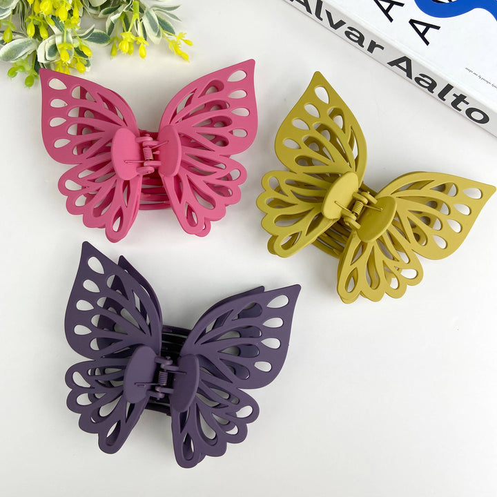 Double Layer Frosted Butterfly Hair Claw Clip