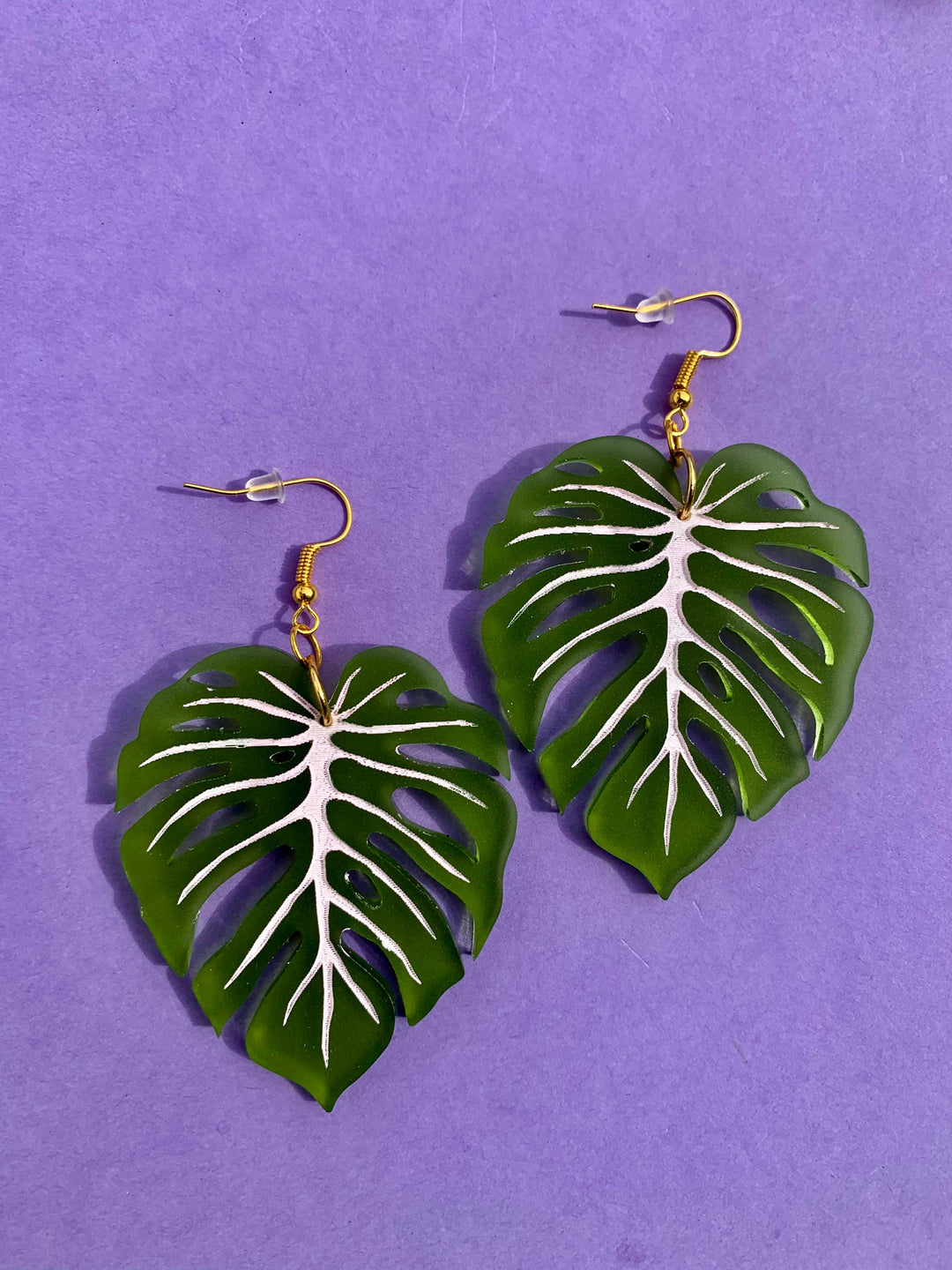 Monstera Leaf Acrylic Statement Earrings