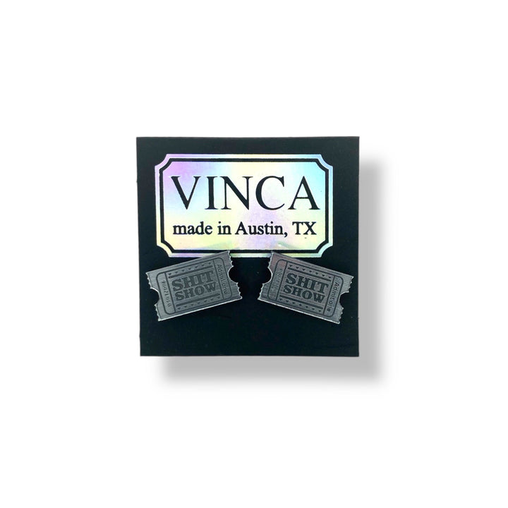 Limited Edition! "Welcome to the Shit Show" Ticket Earrings in Silver