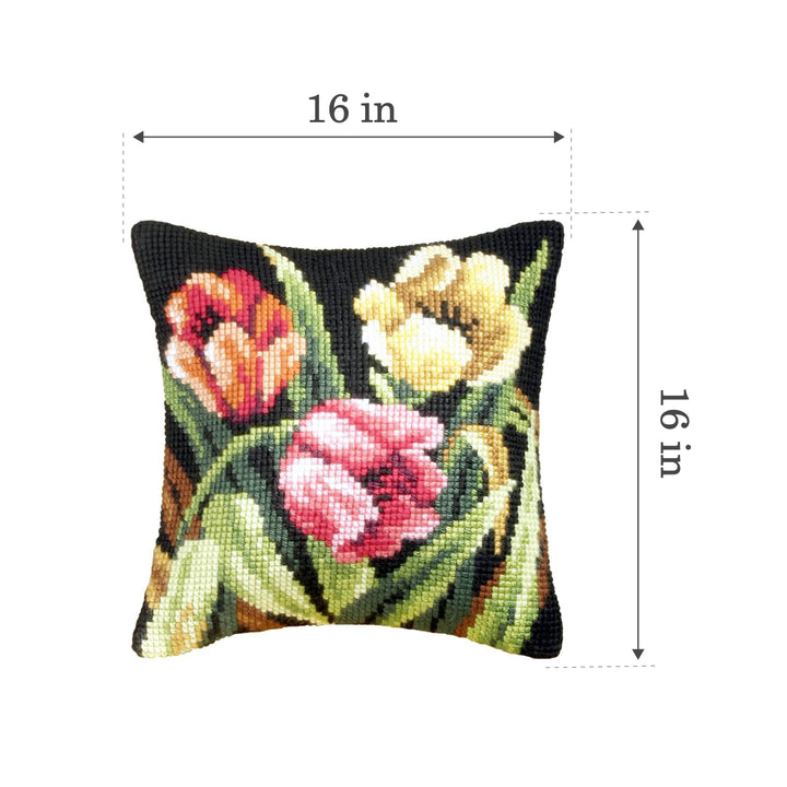 Cushion cross stitch kit  "Tumbling tulips" 9077