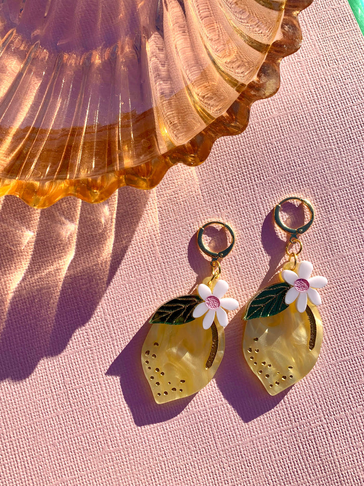 Lemons Acrylic Statement Earrings