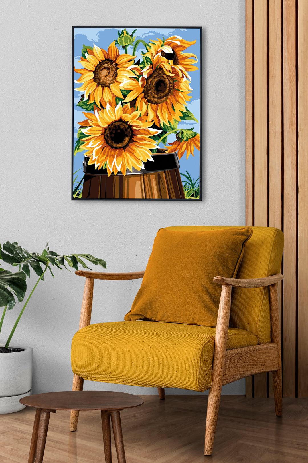 Needlepoint canvas for halfstitch without yarn The Barrel Canvas Sunflowers SE926.332 Seg De Paris Printed Tapestry Canvas
