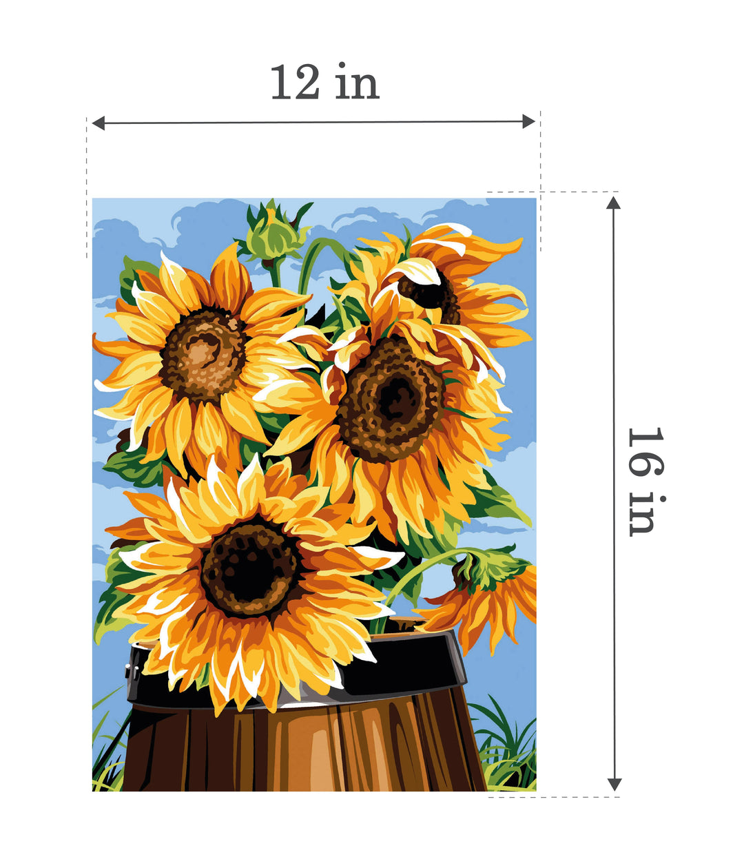 Needlepoint canvas for halfstitch without yarn The Barrel Canvas Sunflowers SE926.332 Seg De Paris Printed Tapestry Canvas