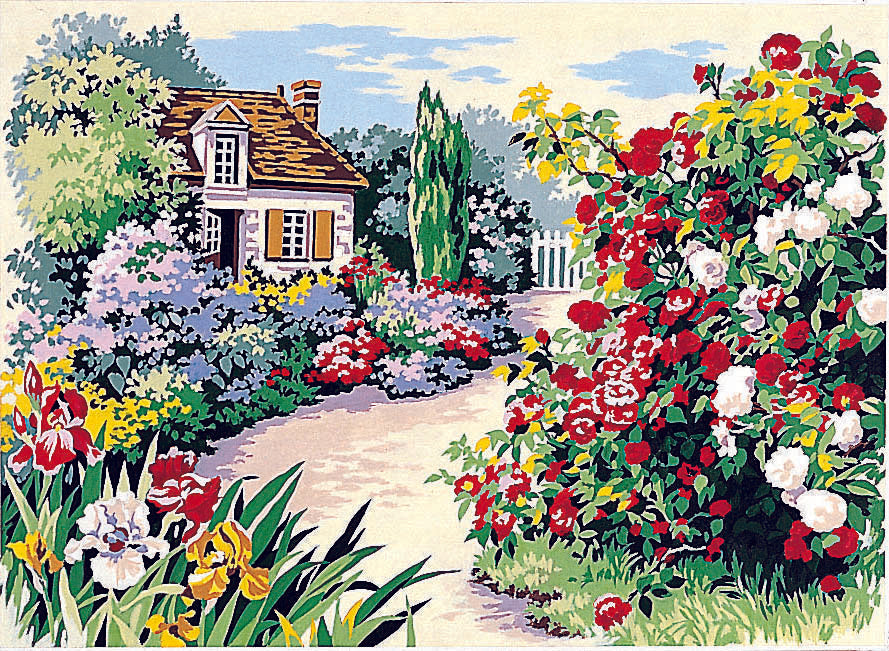 Needlepoint canvas for halfstitch without yarn Canvas Rose SE929.287 Seg De Paris Printed Tapestry Canvas