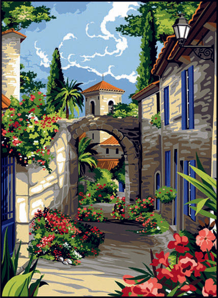 Needlepoint canvas for halfstitch without yarn Canvas Provencal Corridor SE929.572 Seg De Paris Printed Tapestry Canvas