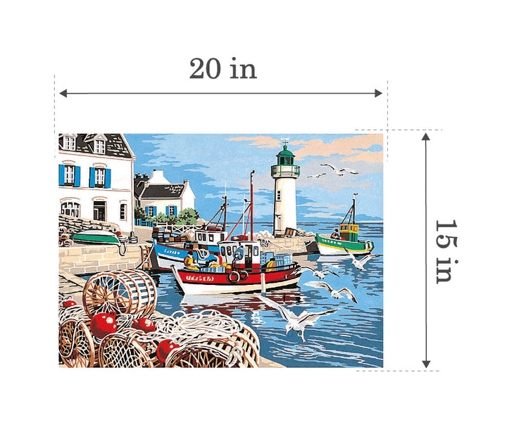 Needlepoint canvas for halfstitch without yarn Canvas The fishing port SE929.279 Seg De Paris Printed Tapestry Canvas