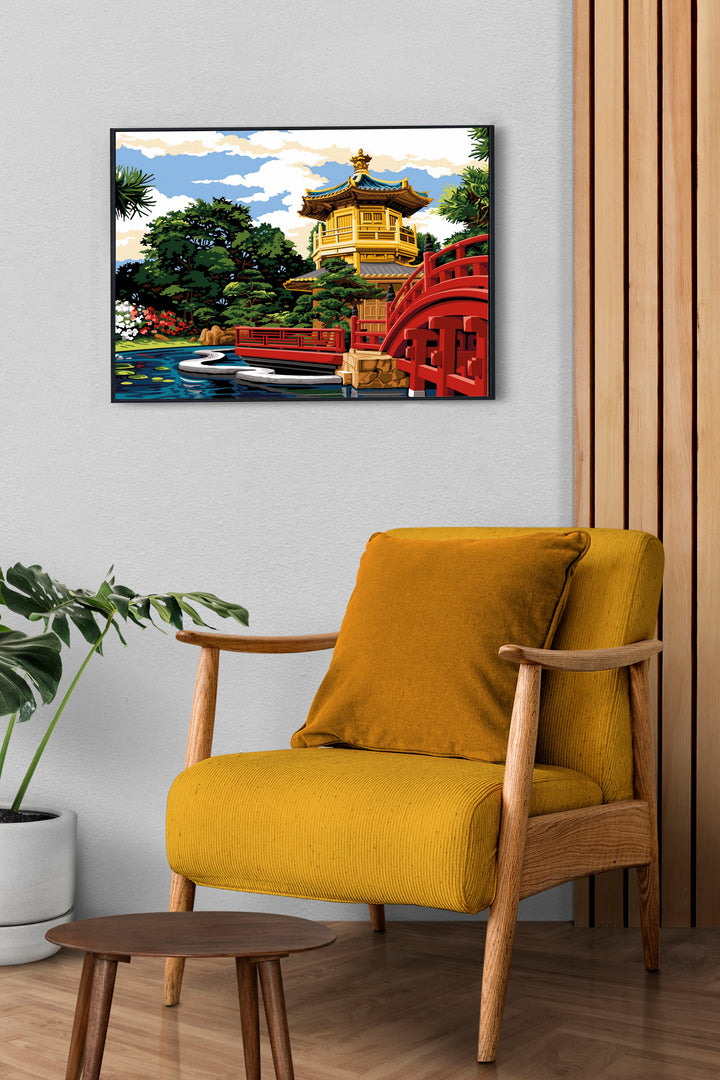 Needlepoint canvas for halfstitch without yarn The Garden Of Nan Lian SE929.636 Seg De Paris Printed Tapestry Canvas