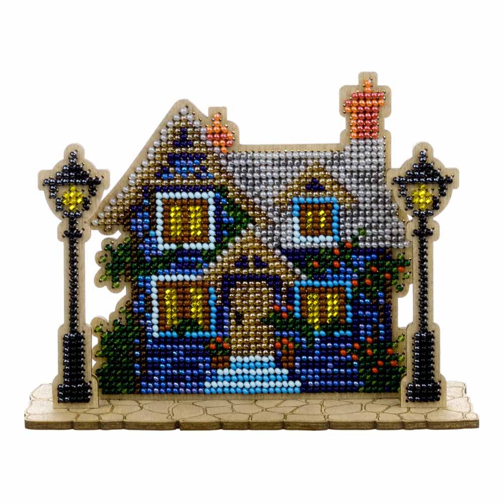 Wooden Bead Embroidery Kit ‚Äì ‚ÄúHouse with Lanterns‚Äù FLK-588