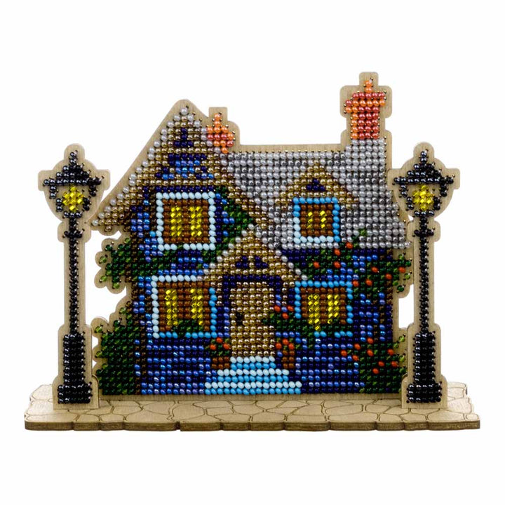 Wooden Bead Embroidery Kit ‚Äì ‚ÄúHouse with Lanterns‚Äù FLK-588