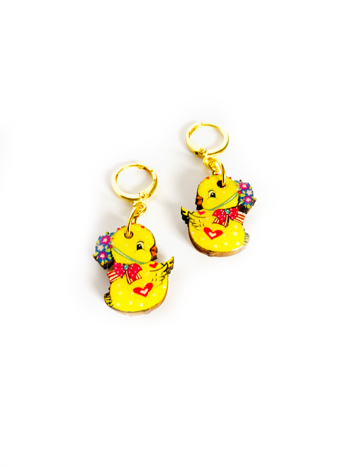 Chicken Huggie Hoop Earrings by Rosie Rose Parker