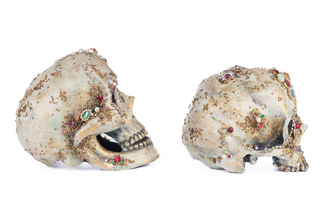 Tabletop Jewel Encrusted Skulls Assortment of 2