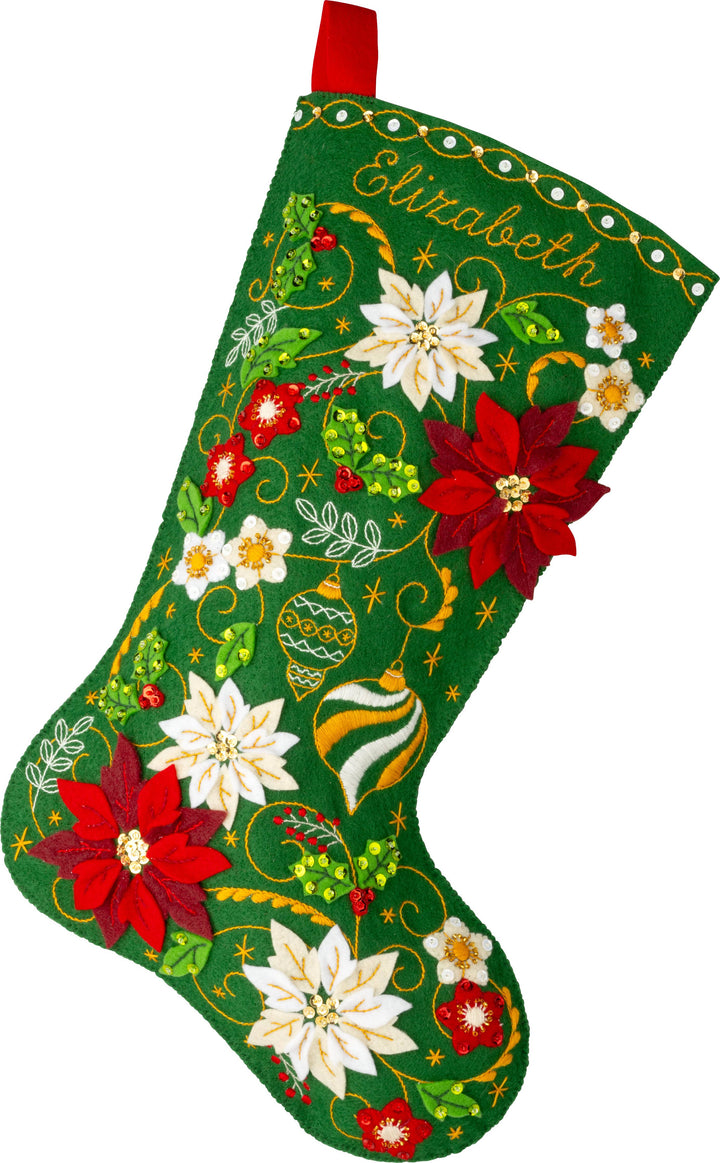 Bucilla Poinsettia Elegance Felt Stocking