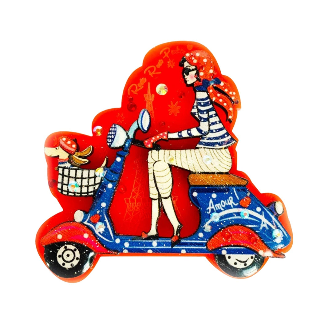 Beep Beep! Scooter Brooch by Rosie Rose Parker