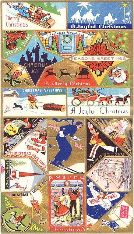 Collage of Christmas Greetings Vintage Postcard Reproduction Set of 10