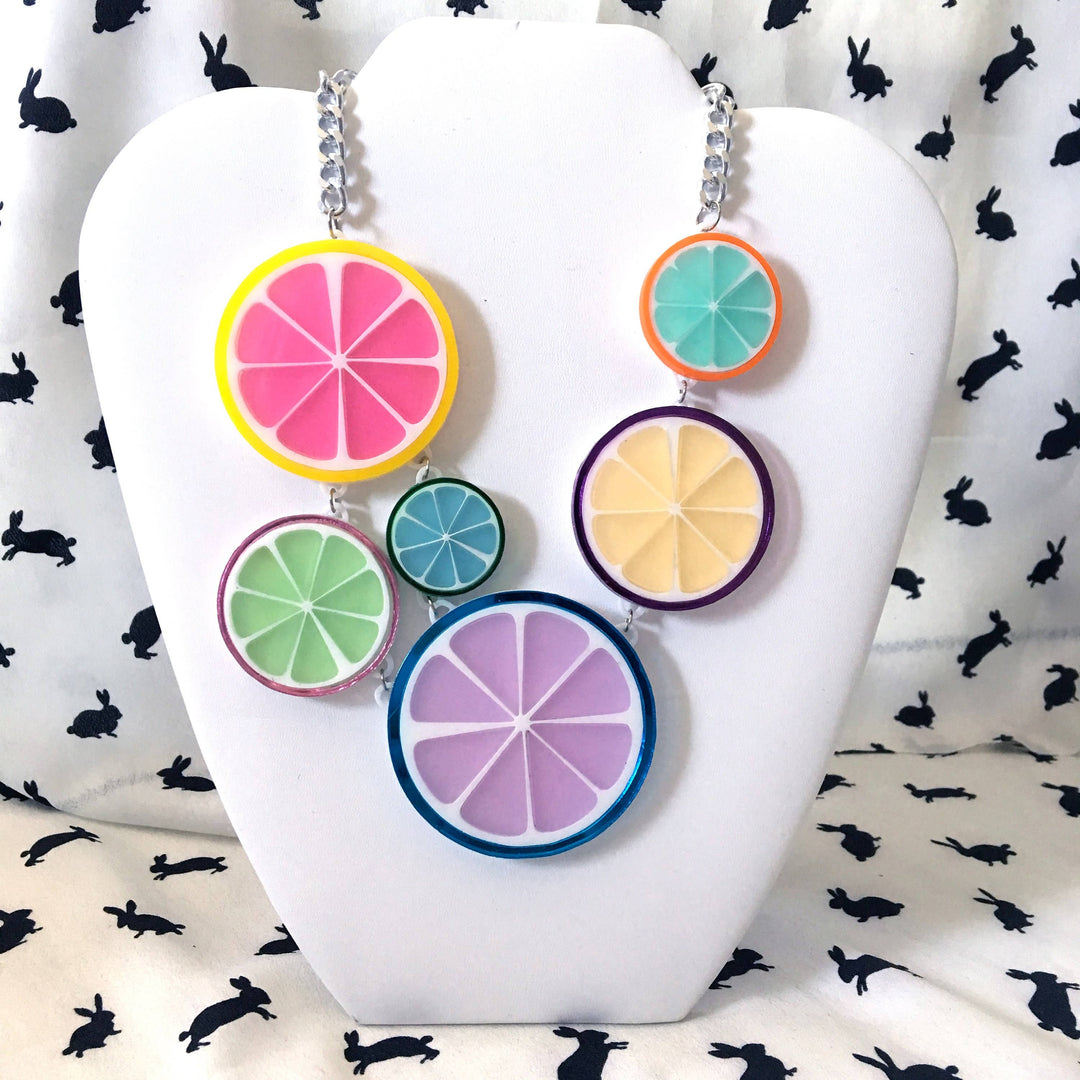 Candy Fruit Slice Acrylic Statement Necklace