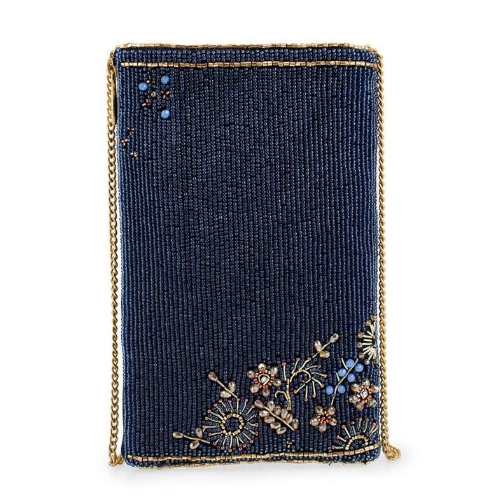 Fairy Dust and Floral Blue Beaded Crossbody Phone Bag