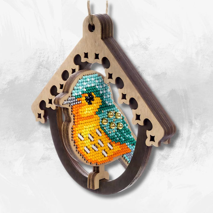 Wooden Bead Embroidery Kit ‚Äì ‚ÄúBird In Birdhouse‚Äù FLK-580