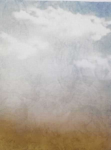 Fading Horizon Designer Printed AIDA Fabric. Canvas for embroidery with an applied background  KF-1127A