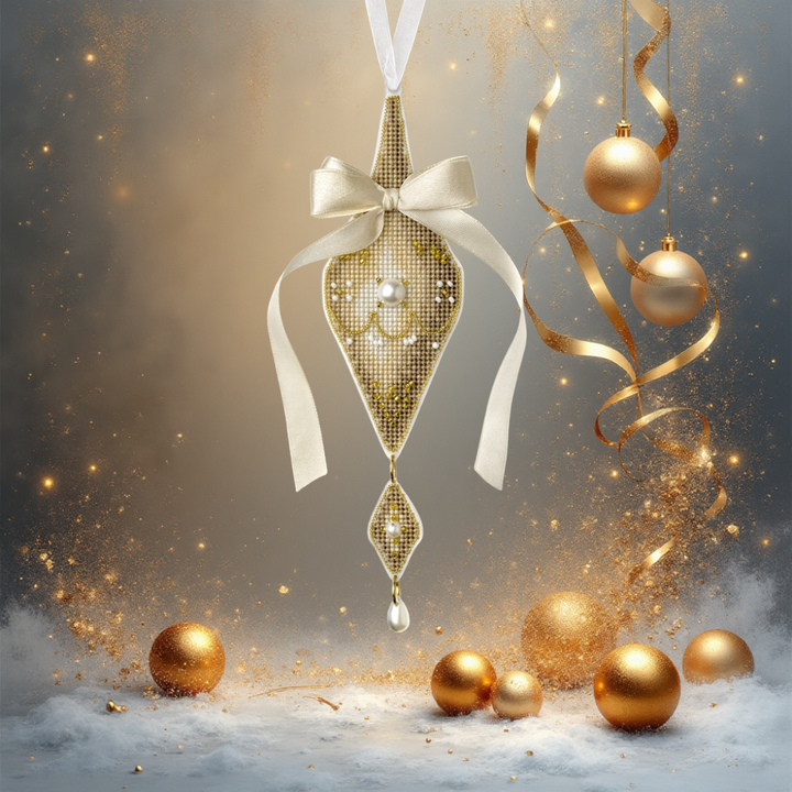 Christmas Ornament - Crystal Icicle Plastic Base Cross-Stitch Kit by Wonderland Crafts FLX-140