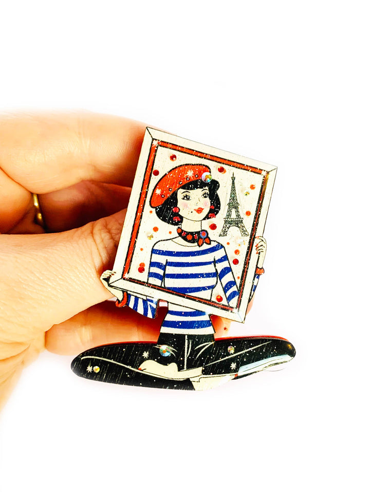 French Mime Girl Brooch by Rosie Rose Parker