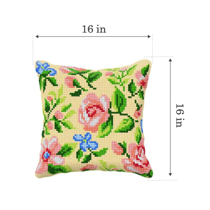 Cushion cross stitch kit  "Roses on the beighe background" 99009