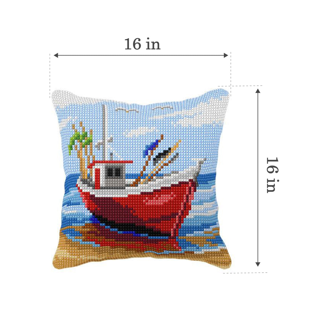 Cushion cross stitch kit  "Fishing boat" 99058