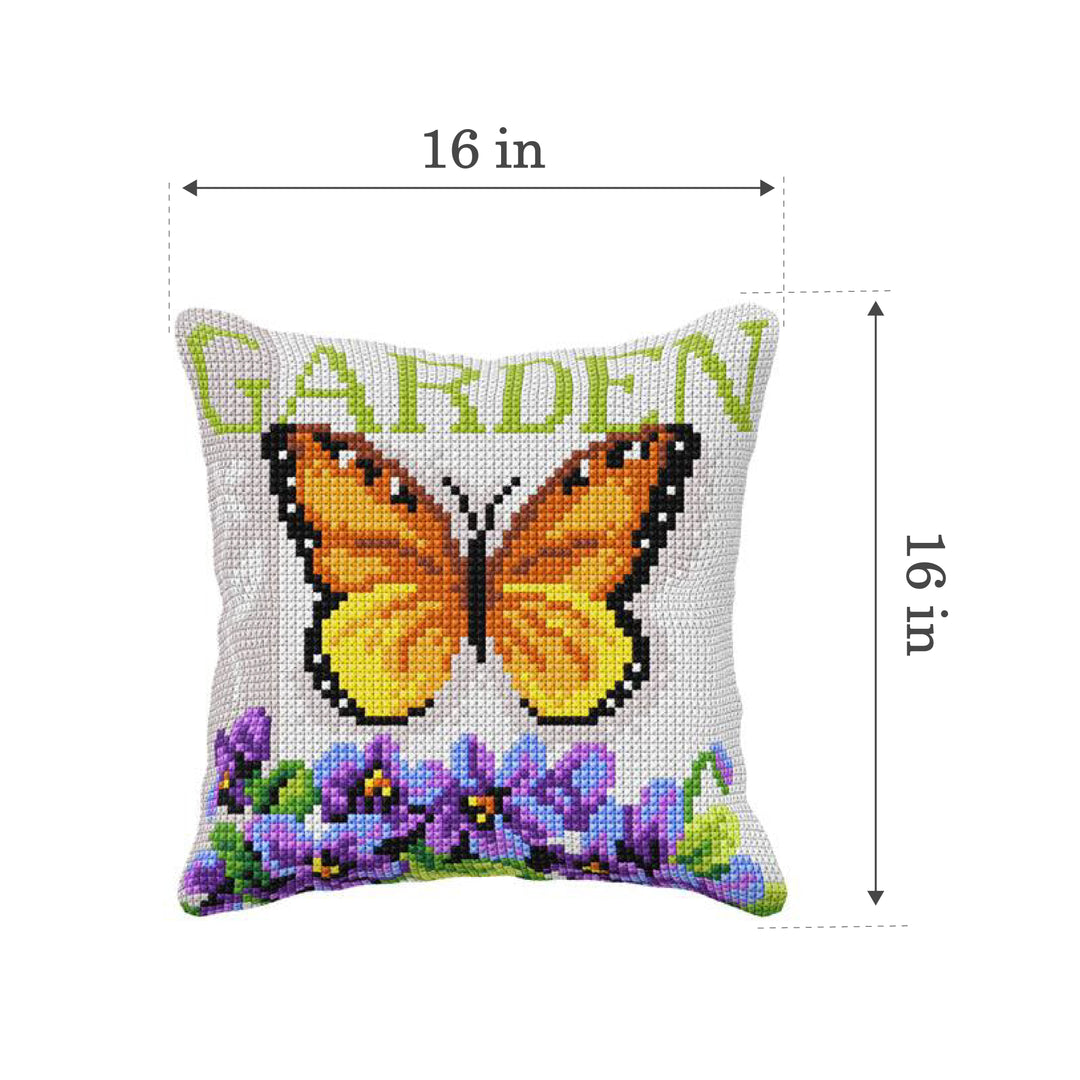 Cushion cross stitch kit  "Butterfly and Violets"