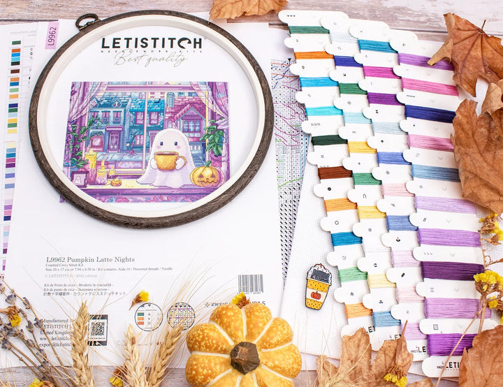 Pumpkin Latte Nights Counted Cross Stitch Kit by Letistitch L9962