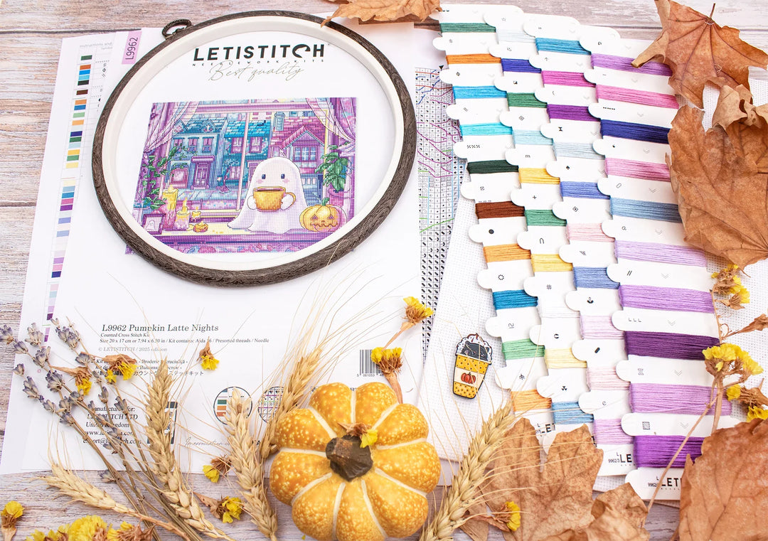 Pumpkin Latte Nights Counted Cross Stitch Kit by Letistitch L9962