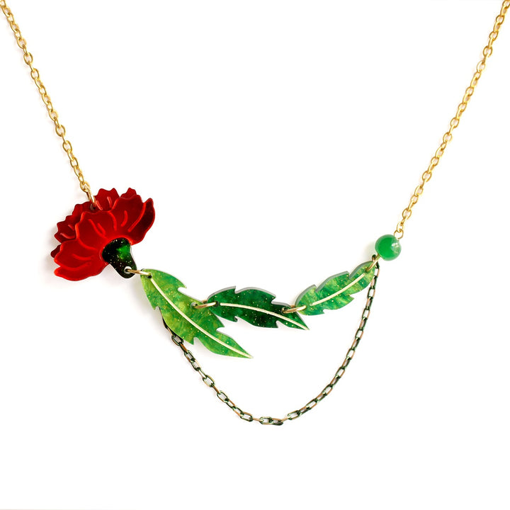 Red Carnation Necklace by Laliblue