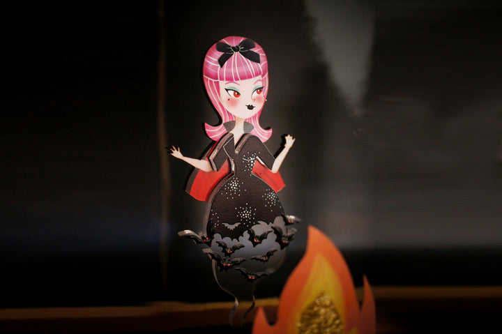 Vampiress With Bats Brooch by Laliblue