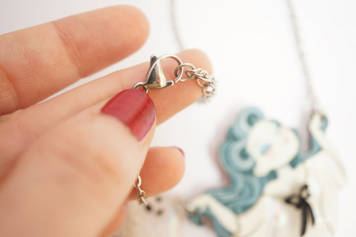 Ghost gang necklace chain detail — silver stainless steel 45cm — LaliBlue Midnight Cinema