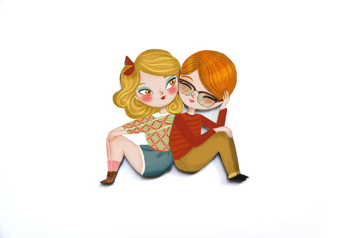 Puzzle with blonde girl brooch by Laliblue