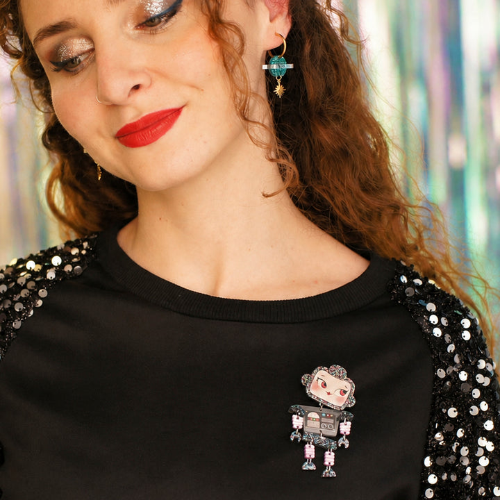 Retro Robot Girl Brooch by Laliblue | Space Adventures Collection
