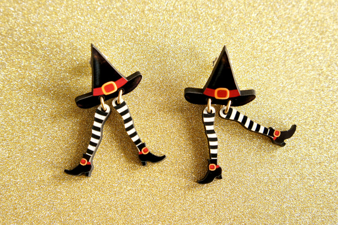 Hidden Witch Halloween Earrings by Laliblue